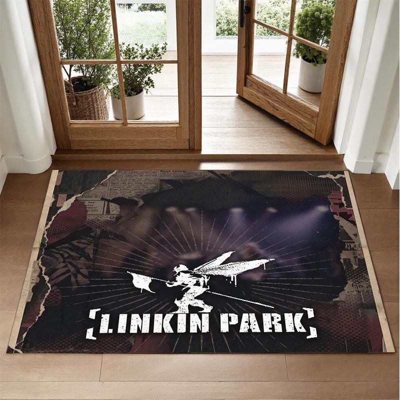 Linkin Park Design Crystal Velvet Rug Soft Decorative Mat for Bedroom Entrance