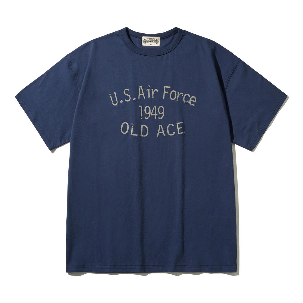 VINWUED U.S. Air Force Old Ace Vintage Navy Semi-Oversized T-Shirt