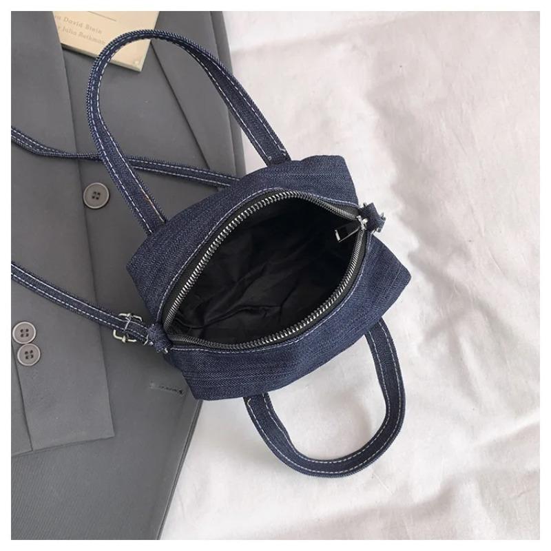 Retro Denim Kleine Quadratische Schultertaschen für Damen Leicht Tragbare Weibliche Crossbody-Tasche Faden-Design Damen Handtaschen