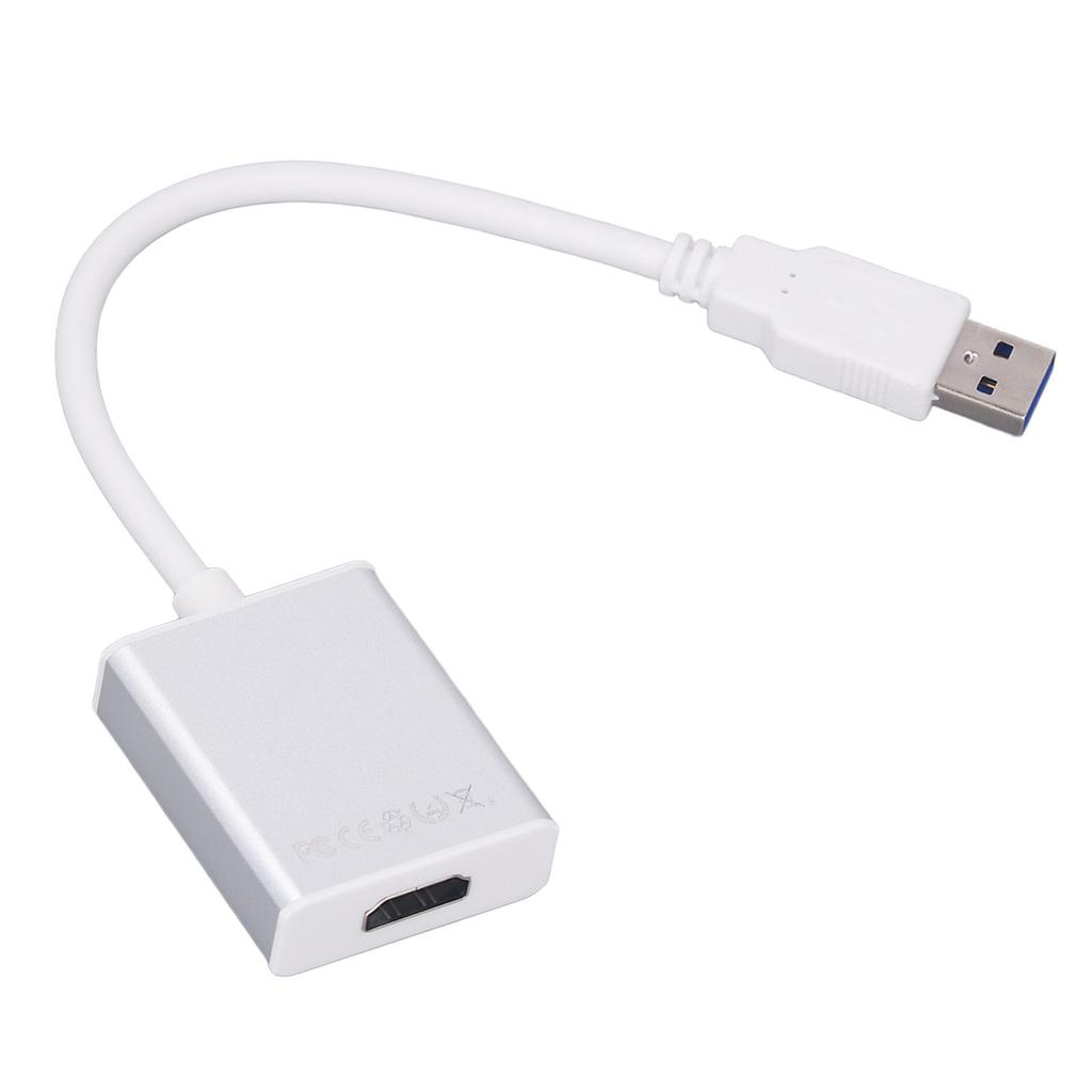 USB 3.0 to HD Multimedia Interface Adapter Aluminum Alloy Free Drive USB to HD Output Converter for Laptops Silver