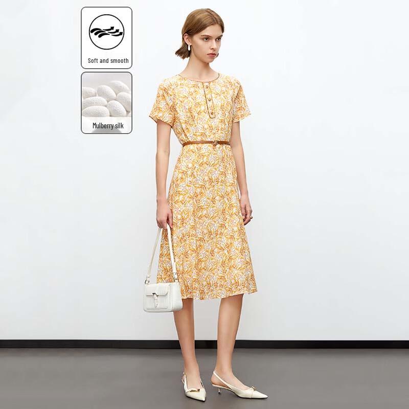 

JESSIE Elegant Floral Waist-Cinching Dress L