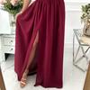 Sleeveless Side Split Flowy Hem Elegant Dress Sexy Skew Collar Ruffle Decor