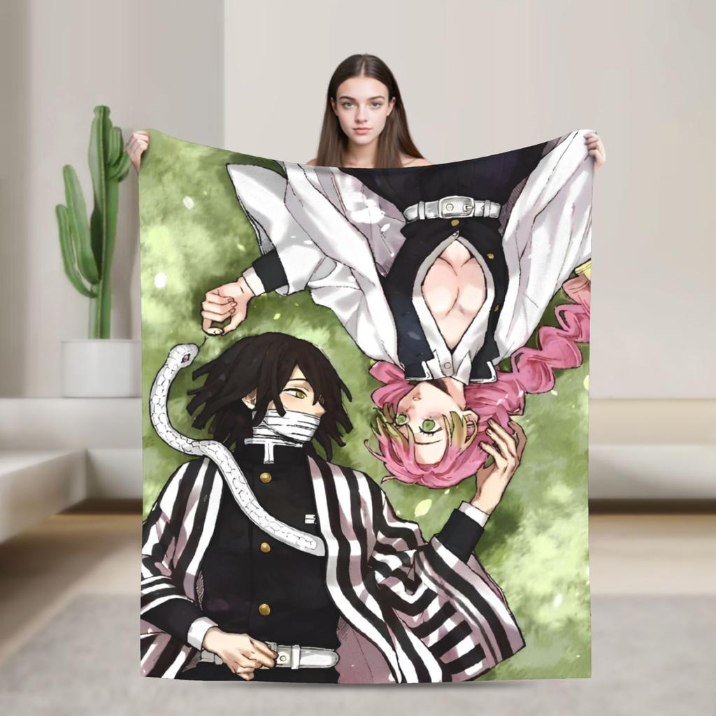 Shinobu Kochou Demon Slayer Blankets Fleece Kimetsu No Yaiba Japanese Devil's Blade Warm Throw Blankets for Sofa Bedding Throws