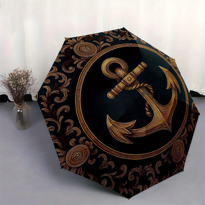 Nautyczna Talerz Dekoracyjny z Kotwicą - Morska Sztuka Ścienna Parasol, Przenośny Składany 3x Kompaktowy Parasol dla Mężczyzn i Kobiet R155