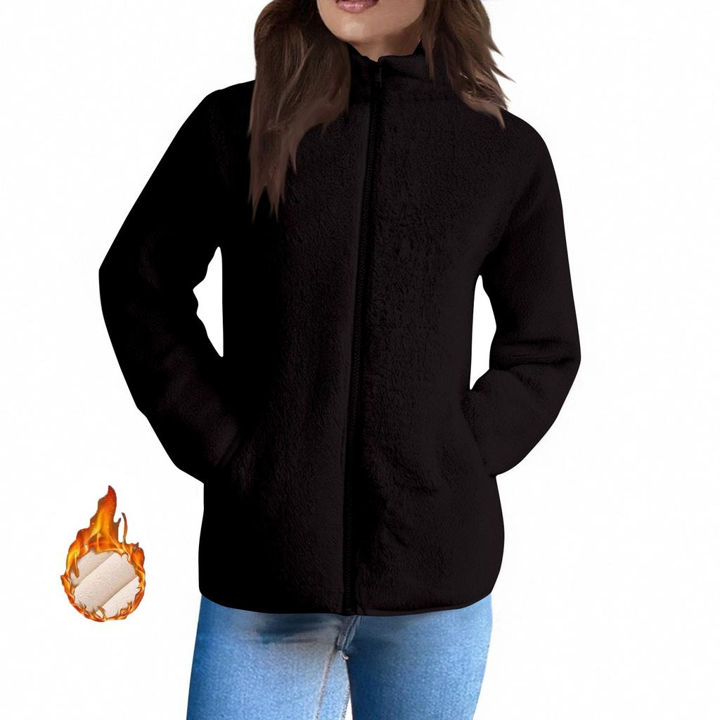 Dámské zimní kabáty Teplé plyšové bundy S otevřeným předním dílem Kardigan s dlouhým rukávem Trendy Chlupavé svrchní oblečení