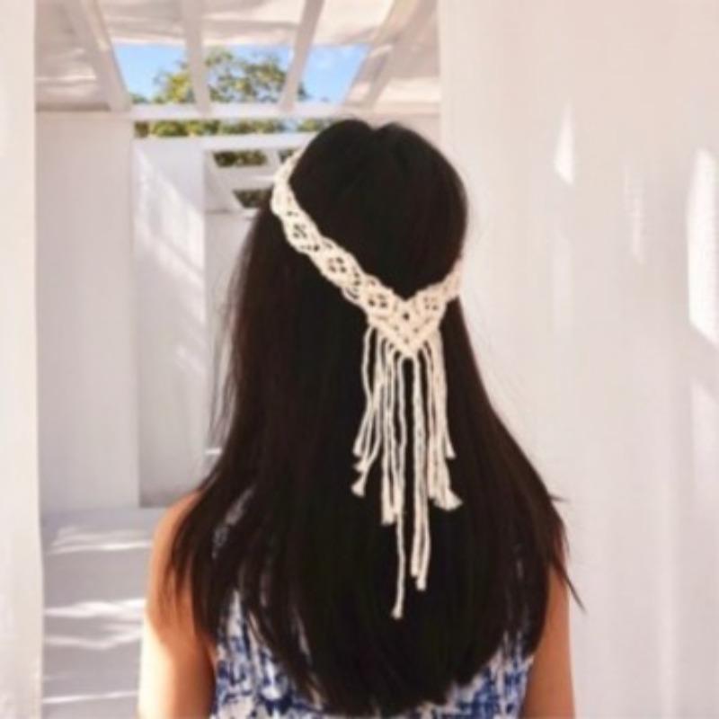 Bohemian Bride Hair Accessories Handmade Braided Cotton Headband Nordic Wedding Hairpiece Vintage Woven Headwear for Women
