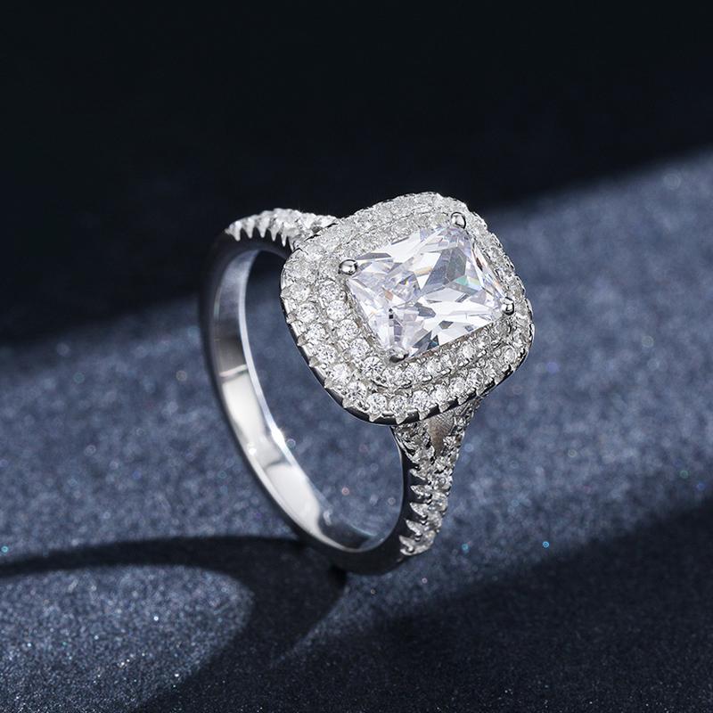 Modian Female Rectangle Clear CZ Ring Classic 925 Sterling Silver Wedding Engagement Rings For Women Fine Jewelry