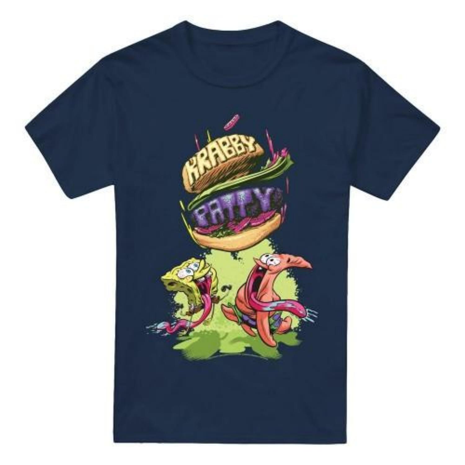 SpongeBob SquarePants Mens Krabby Patty From The Sky T-Shirt S чёрный