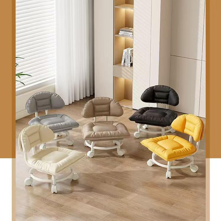 Soft Upholstered Baby Walking Stool with Silent Universal Wheels