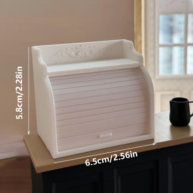 1Pcs 1 12 Miniature Bread Box European Roller Shutter Dollhouse Accessory for Realistic Kitchen Decor