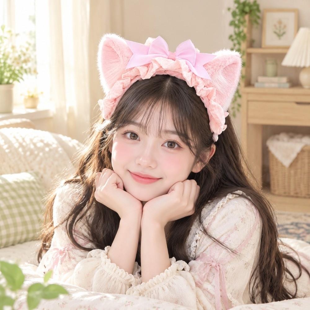 Comfort Plush Cat Ears Hair Decor Soft Plush Fabric Kawaii Headband Party Dress Up