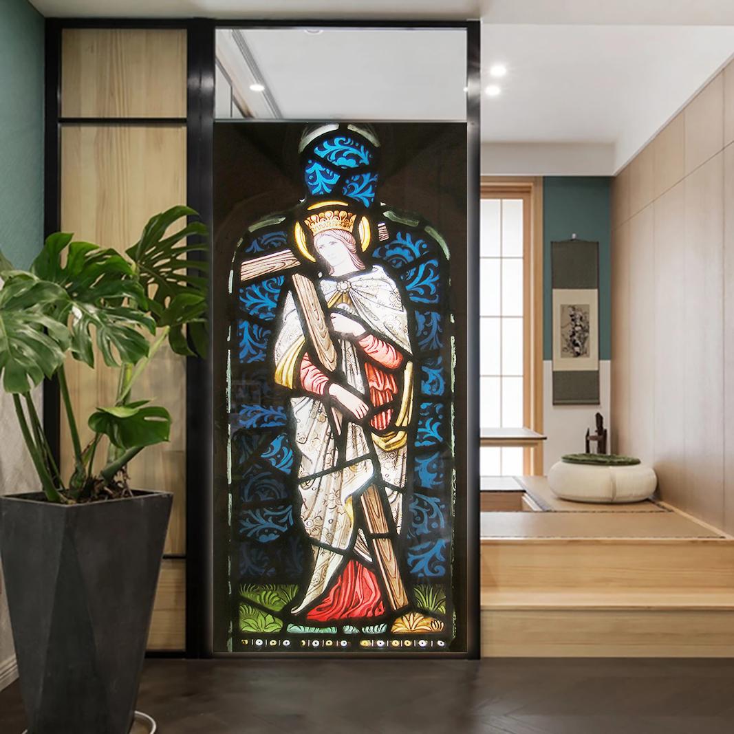 

Church Stained Glass Decals Window Film Privacy Heat Insulation and Anti UV Blocking Static Cling Window Sticker for Home J70 (as the picture,40x100cm WxH)