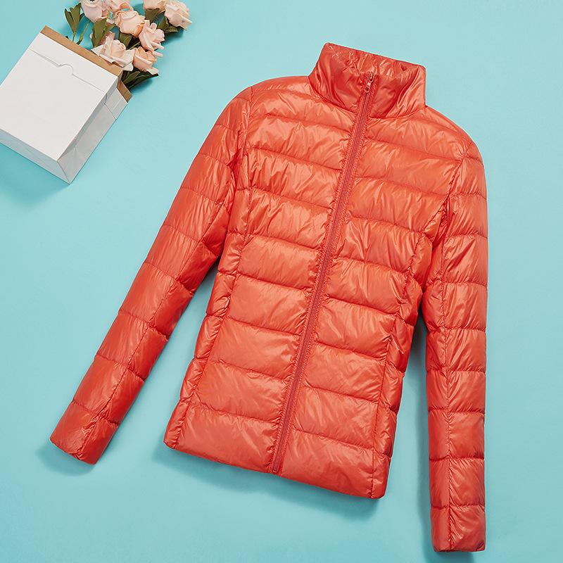 Herbst und Winter Damenbekleidung neue große Größe koreanische Version schlanke und leichte Daunenjacke Damen kurzer Stehkragen Kapuzenjacke