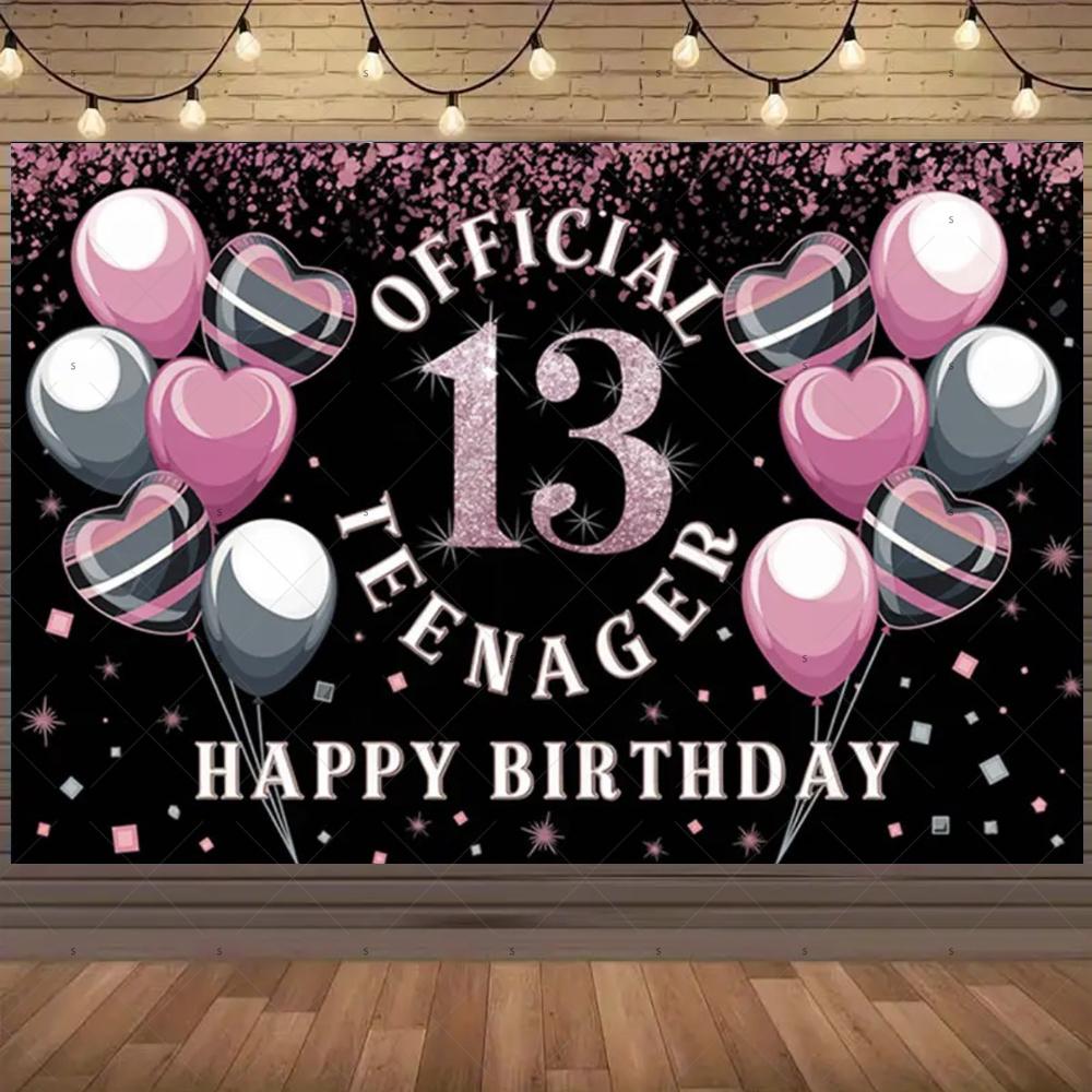 13. Geburtstag Party Dekoration Hintergrund Überraschung Bunter Glitzer Ballon Kindergeschenk Banner Familienfotografie Requisiten Hintergrund
