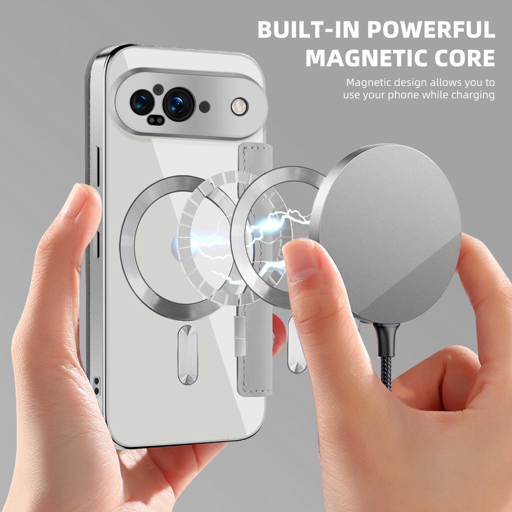 For Google Pixel 9 Magnetic Case Rhombus PU Leather Phone Cover