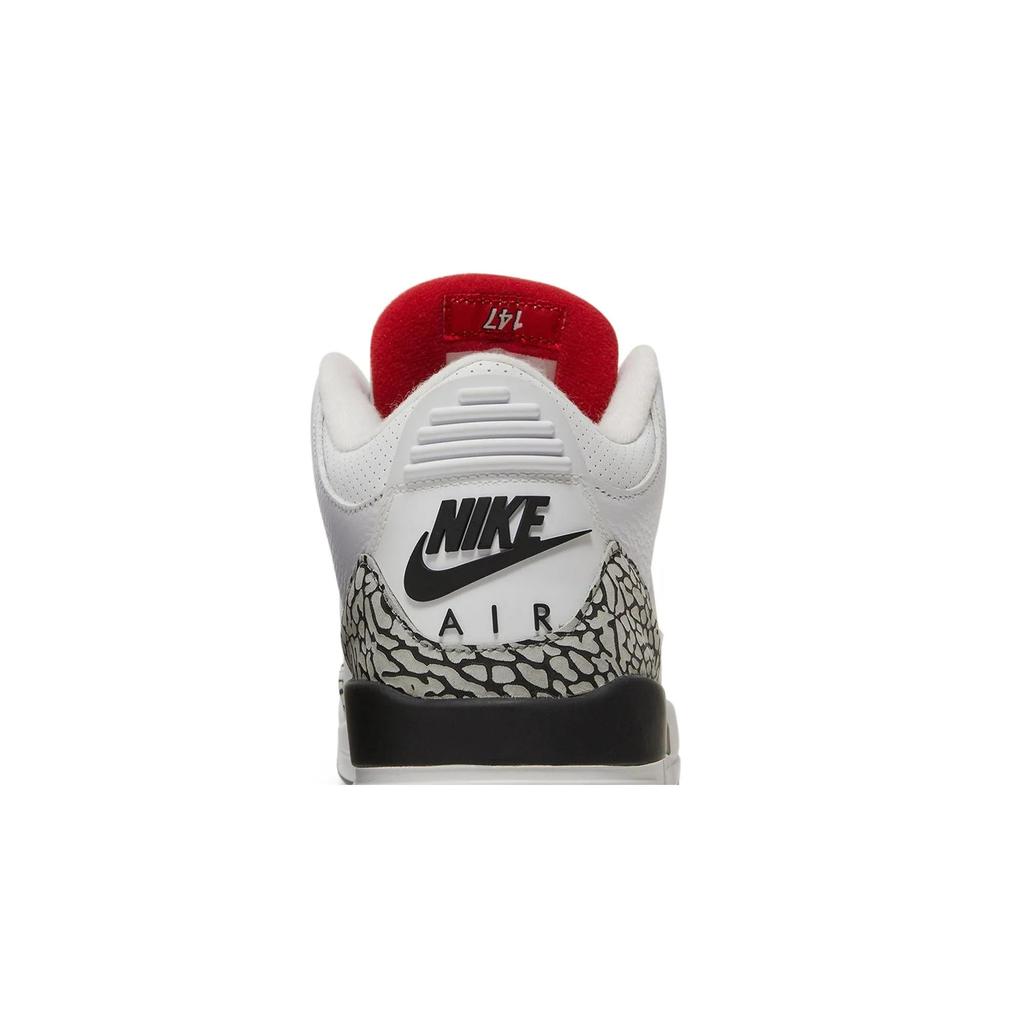 Air Jordan 3 Retro NRG 'Free Throw Line' (Unisex) White / Fire Red-Cement Grey-Black Vintage Basketball Shoes 923096 101