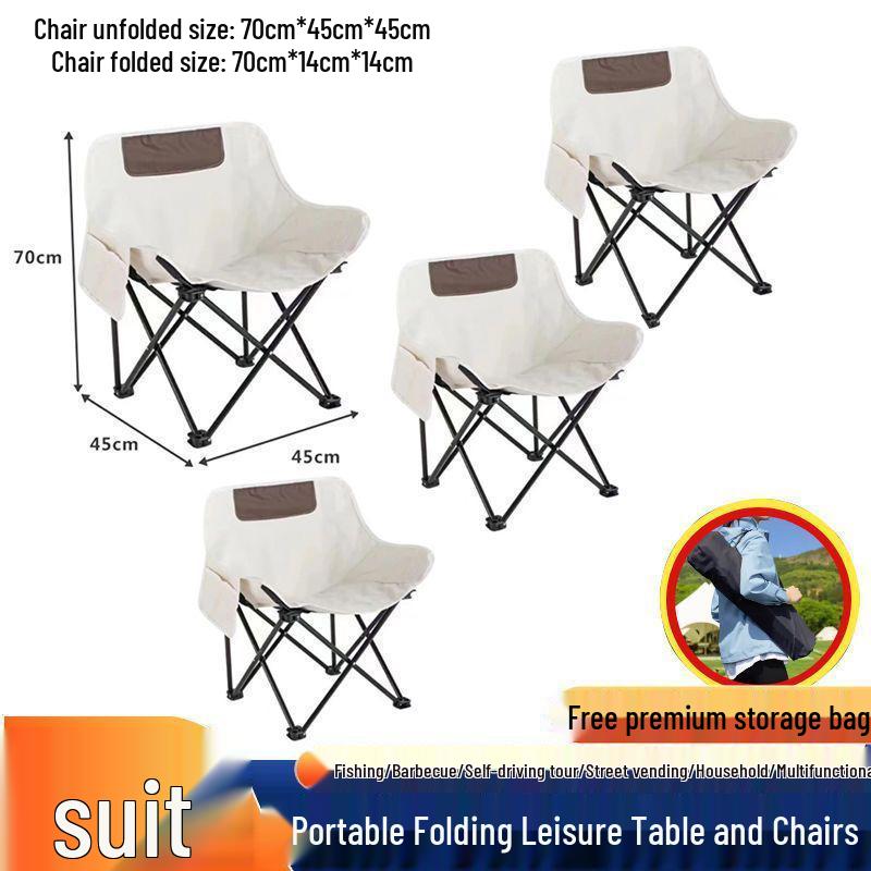 Portable Metal Folding Moon Chair with Backrest for Outdoor Camping and Picnics