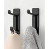 Black Adhesive Wall Crochet 2 Pieces - Metal Towel Holder Without Drilling, 36 Kg Support