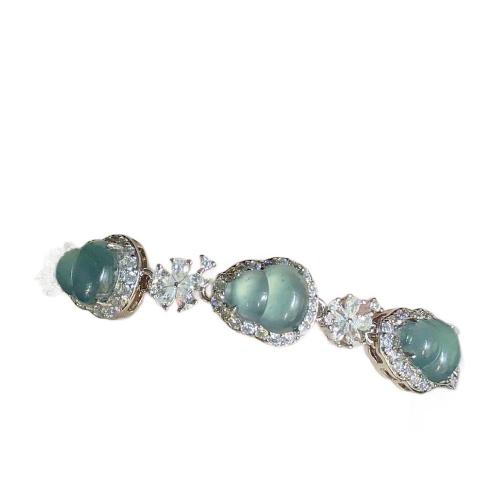 A-Grade Natural Jade Blue Water Bracelet: Ice Seed Egg Shape, Light Luxury, New Chinese Retro Design - Live Stream Bestseller