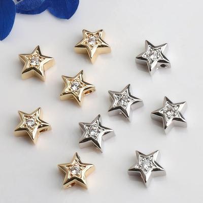 14K Gold-Filled Zircon Star Spacer Beads for DIY Beaded Jewelry.