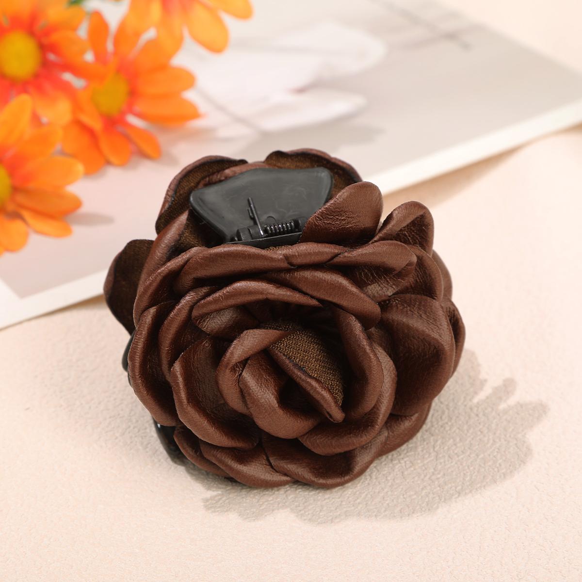 

AWAYTR Solid Color Leopard Rose Hair Claws Fabric Hair Clips Crab For Women Girl Gift Hair Accessories Valentine Headwear