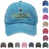 Washed Cotton Baseball Cap with Printed Distressed Soft Top Denim Hat, Vintage Hat