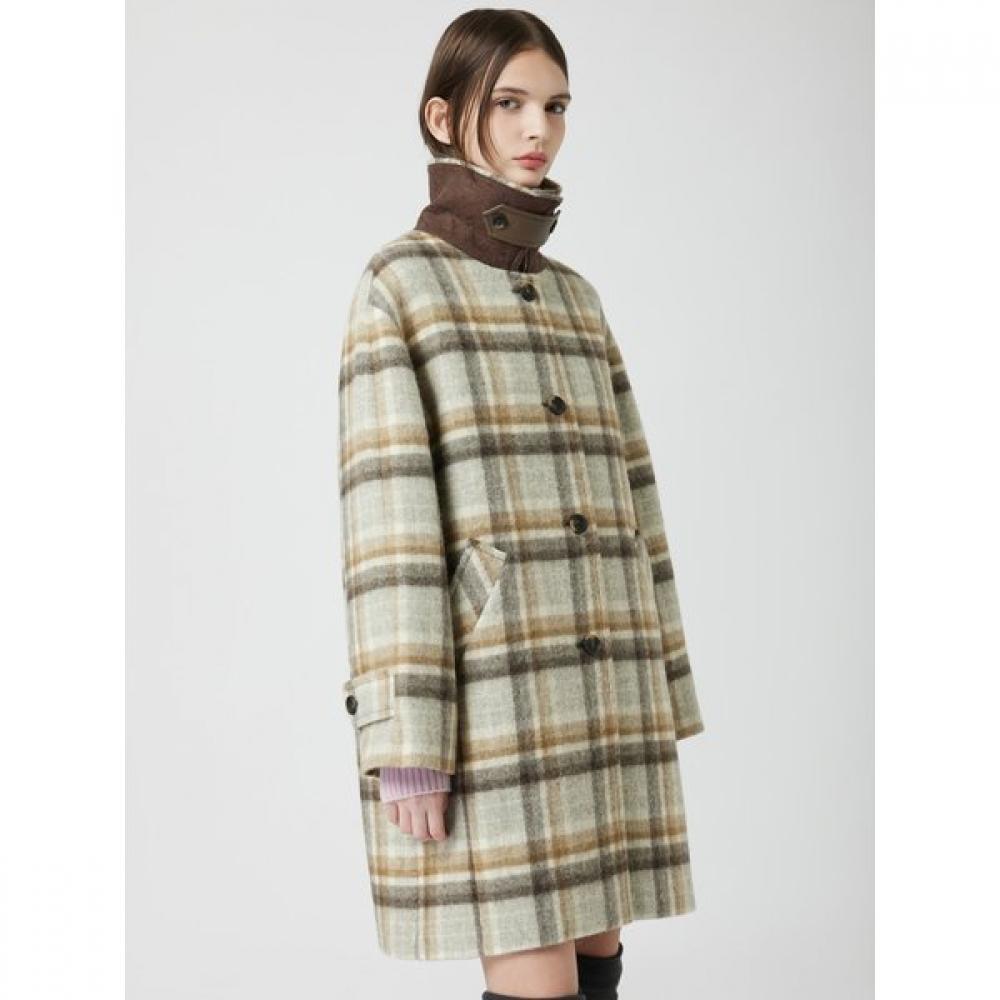 Cc Collect Alpaca Blend Check Half Coat C254msg023