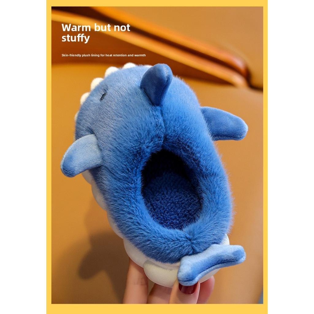 Children's Cotton Slippers, Cartoon Cute Shark for Boys and Girls In Winter, Warm and Thick Plush Slippers for Home Use
