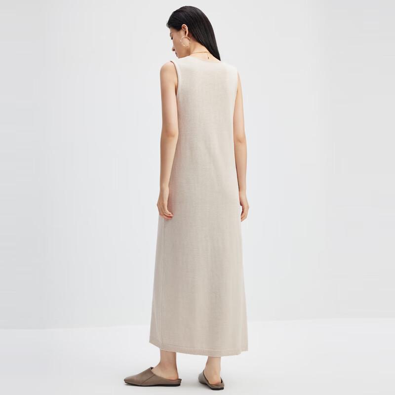 Sancai Minimalist V-Neck Slit Vest Midi Dress