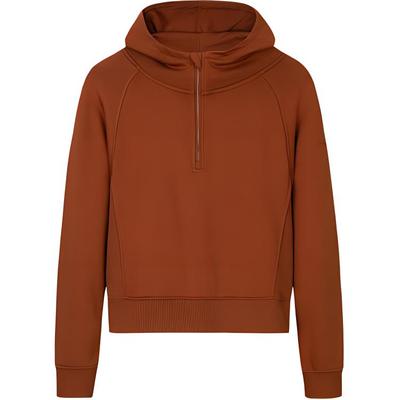 Sports Casual Solid Color Simple Hooded Knit Sweater Women Tops Sugar-Coffee 162517721S-2