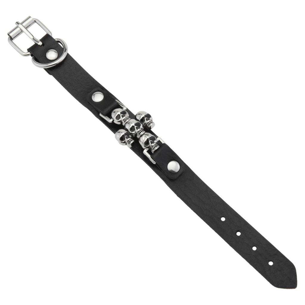 Gotisches Totenkopf-Armband für Damen Herren PU-Lederarmband Punk Rock Accessoire Stapelbarer Schmuck für rebellische Looks