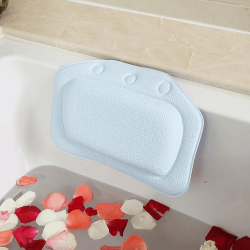 

New PVC Neck Bathtub Cushion 21*31cm with Suction Cup SPA Bath Pillow Neck Support Soft Bathroom Supplies for Bath Time світло-синій колір
