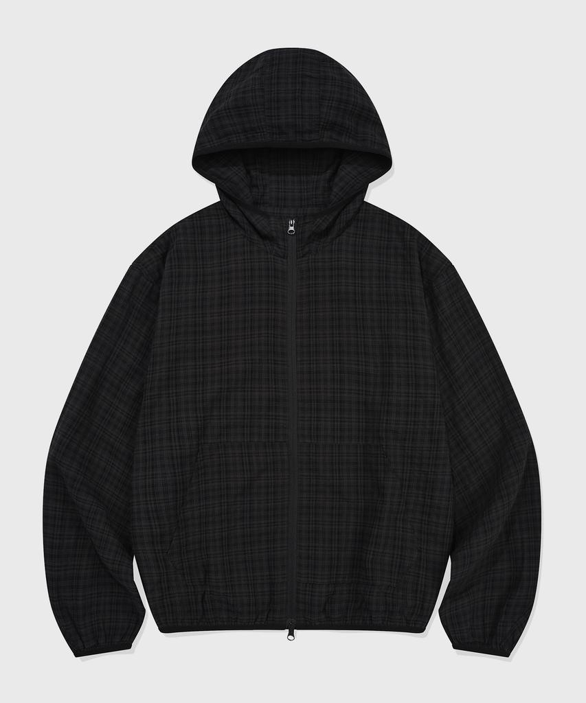 Kiimuir Check Hooded Windbreaker_Black
