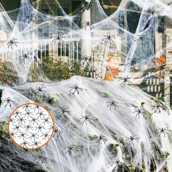 Halloween Spider Web Decoration Stretchy Spider Web with Small Fake Spiders Large Cobwebs for Indoor And Outdoor Parties Haunted Houses Decor
