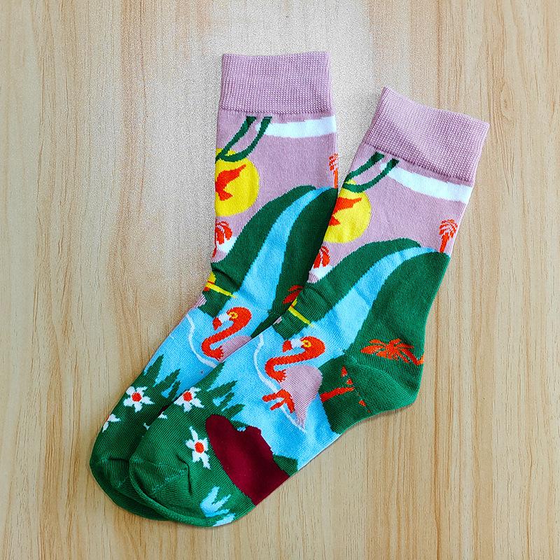 Mushrooms Socks Women Harajuku Style Mid-Calf Cute Flower Socks Animal Fruits Graffiti Socks Cotton Personality Tide Socks Ins