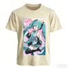 Summer New Animation Surrounding Pink Green Neon Hatsune Miku Sweet Cool Loose Breathable Cotton Tshirts For Unisex And Unisex