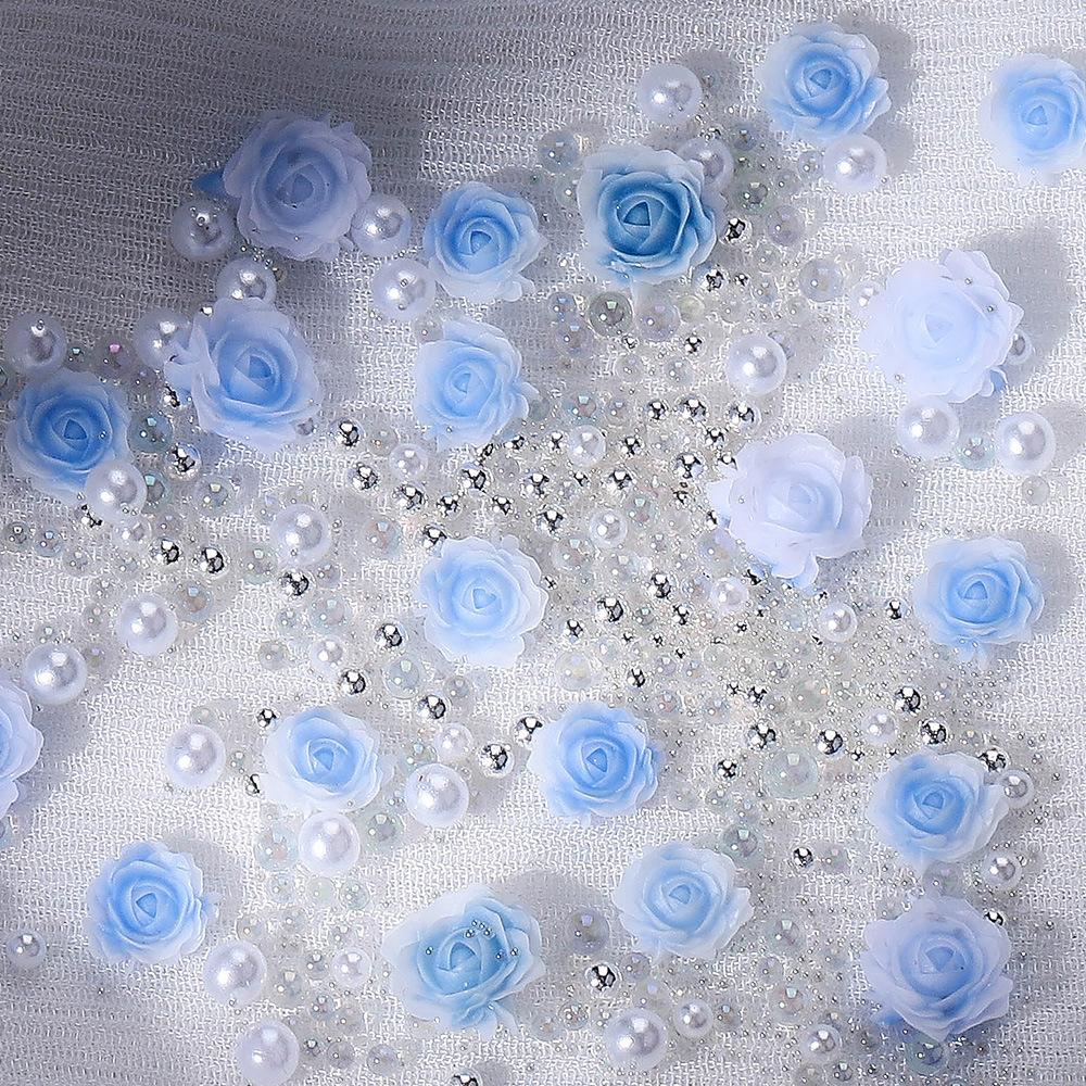 Rose Nail Art Trinket Three-Dimensional Flower Resin Size Pearl Steel Ball Mixed