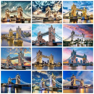 Kit Pittura Diamante Tower Bridge a Londra Quadrato Completo Rotondo Ricamo Mosaico Paesaggio Decorazione Casa