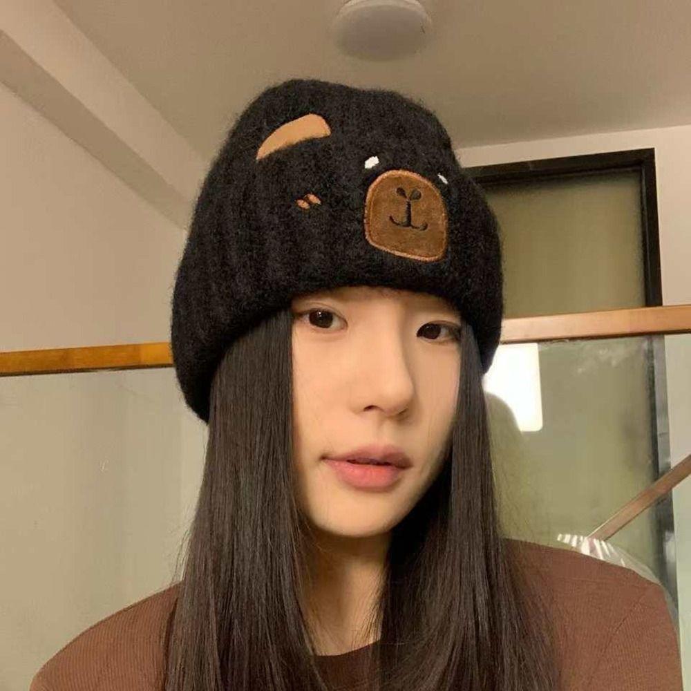 Fashion Soft Winter Beanie Hat Keep Warm Knit Wool Capybara Beanies Casual Warm Knit Hats for Men Women