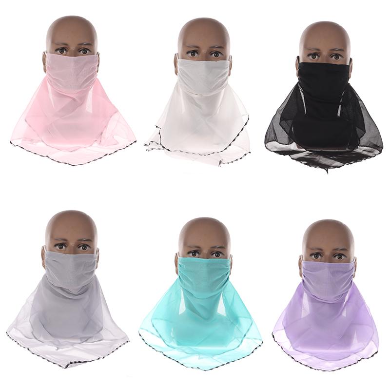 1Pc Women Mask Scarf Sun Protection Mask Outdoor Riding Dustproof Running Cycling Ear Hangers Silk Scarf Handkerchief