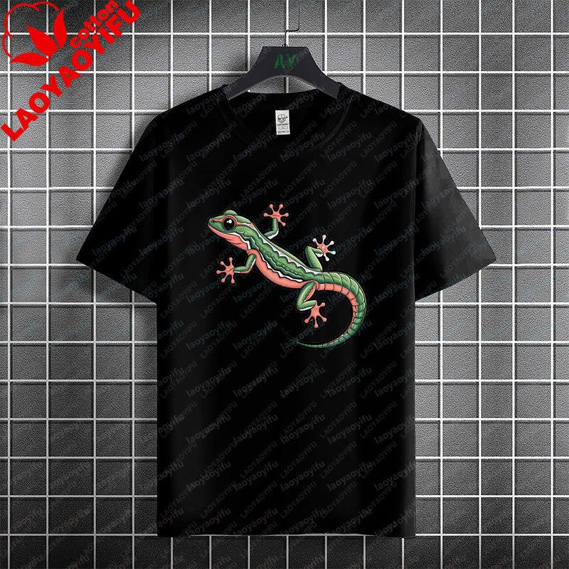 Unisex Unisexs Casual Attire For Geckothemed Streetwear Outfits Pure Cotton Short Sleeve Round Neck Fashion Tshirt
