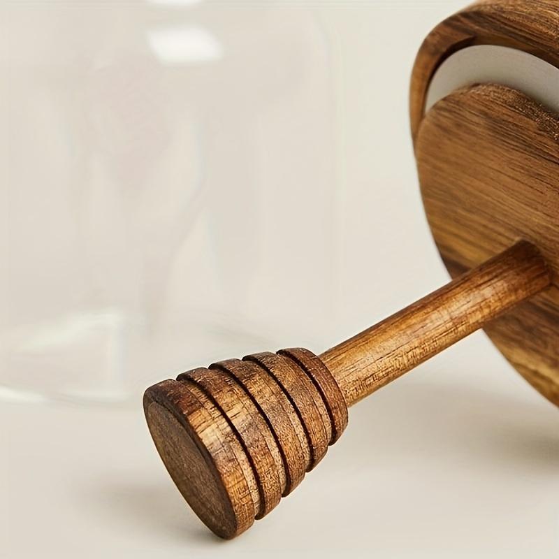 1pc Premium High Borosilicate Glass Honey Jar with High-Quality Wooden Stirring Stick - Transparent, Durable Honey Storage Container for Kitchen