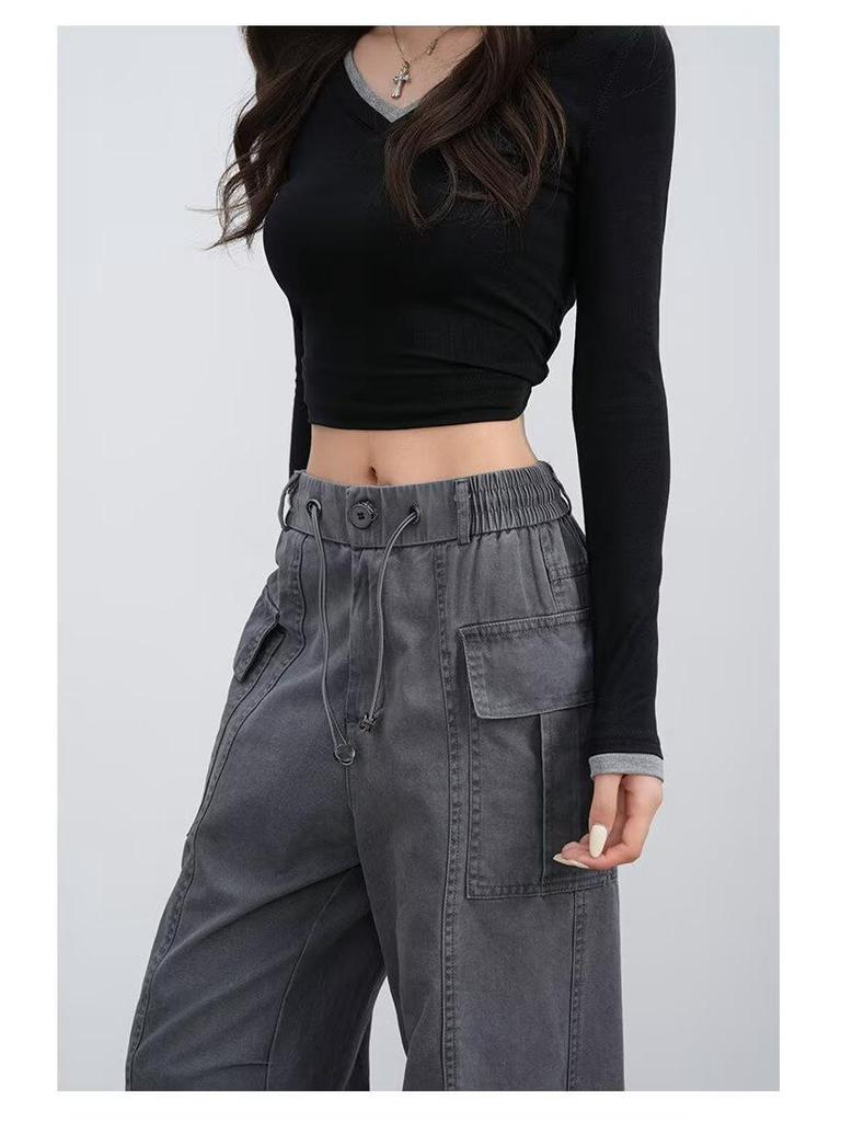 Women's Korean-Style Trendy Cargo Pants: Versatile, Lightweight, High-Street Fashion for Spring/Summer