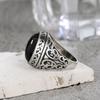 Rings Silver Men's Vintage 925 Sterling Silver with Oval Natural Balck Onyx Stone 10*14MM Large Stone Rings Fine Jewelry for Men