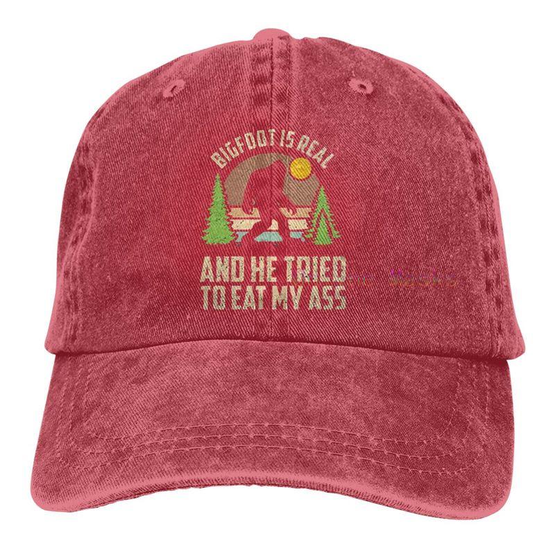 Bigfoot ist echt und er hat versucht, meinen Arsch zu fressen Baseballkappe Unisex Vintage Trucker-Hut Verstellbare Cowboyhüte für Herren Damen
