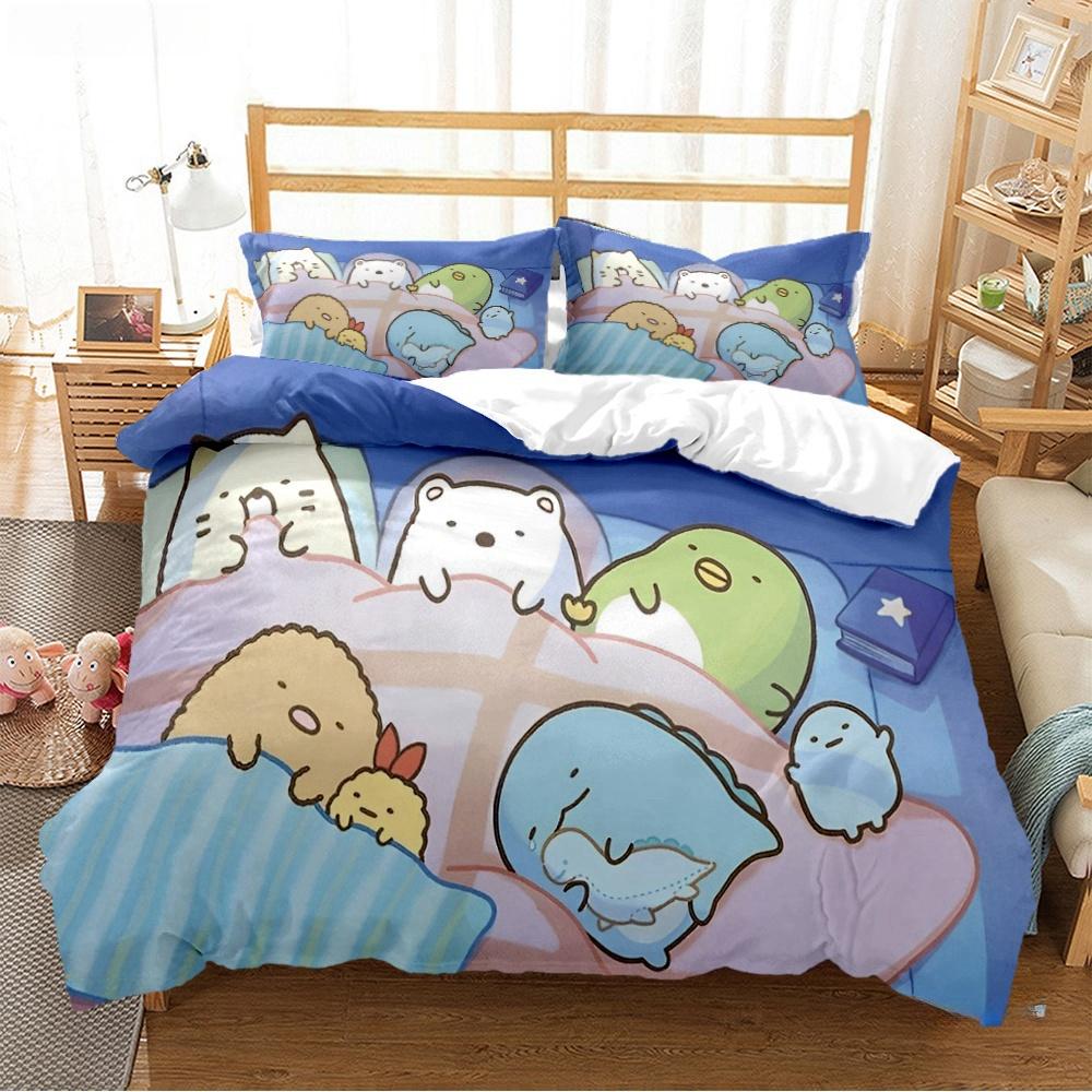 Cartoon Sumikko Gurashi Anime Cute Duvet Cover Funny Kawaii Bedding Set Soft Quilt Cover And Pillowcase Single_Double_Queen_King