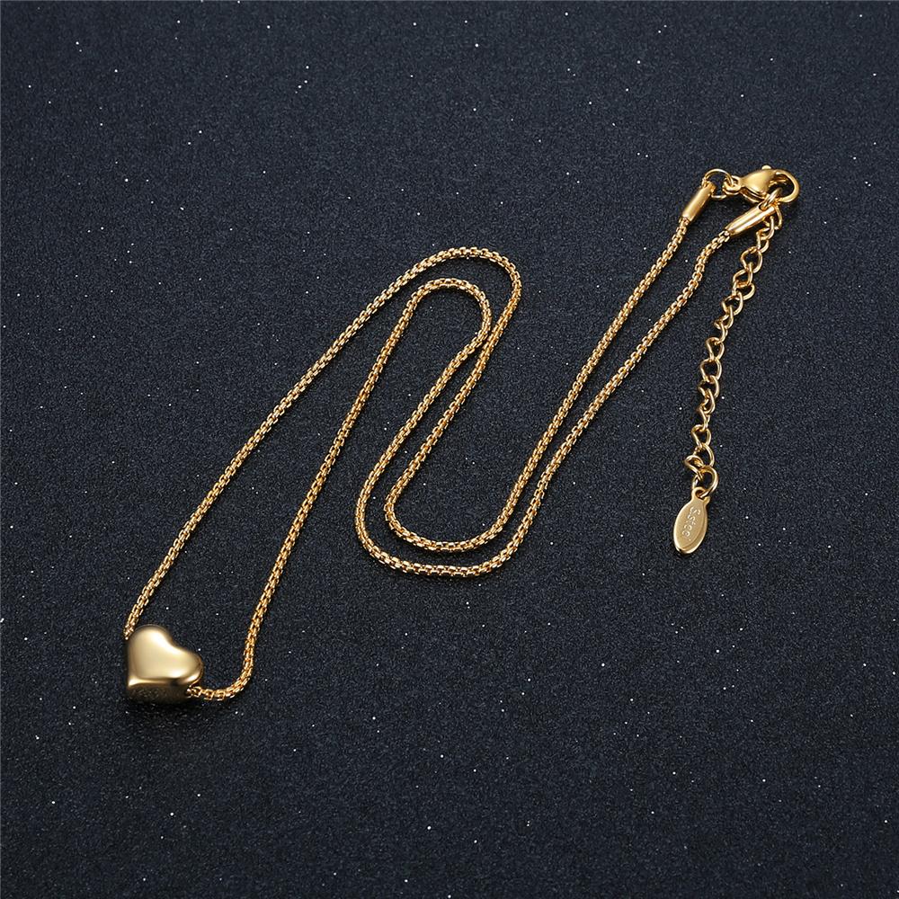 Fashion Tiny Small Love Heart Shape Pendant Necklaces Female Gold Color Stainless Steel Necklace for Women Jewelry Birthday Gift