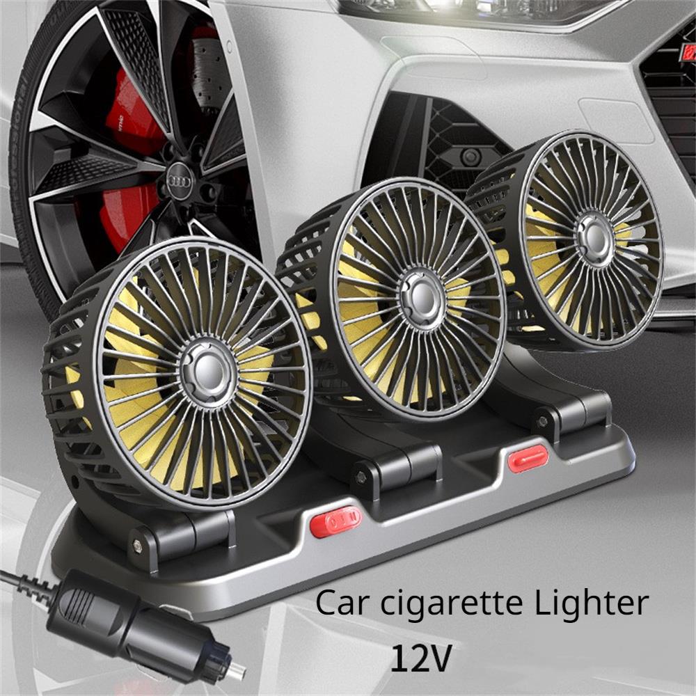 Car Fan 360° Adjustable 3 Head Air Fan Automotive Electric Fan USB/12V/24V Fan 2 Speeds Car Silent Fan For Home Desk Office Car Heat Shields 2