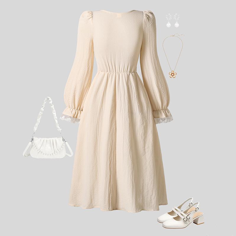 Dívčí módní šaty Podzimní dětské retro šaty s dlouhým rukávem Sladké princeznovské šaty