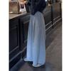 Korean Style Wide-Leg Pleated Wool Pants, Winter 2025 Versatile Women's Plus Velvet Straight Casual Trousers